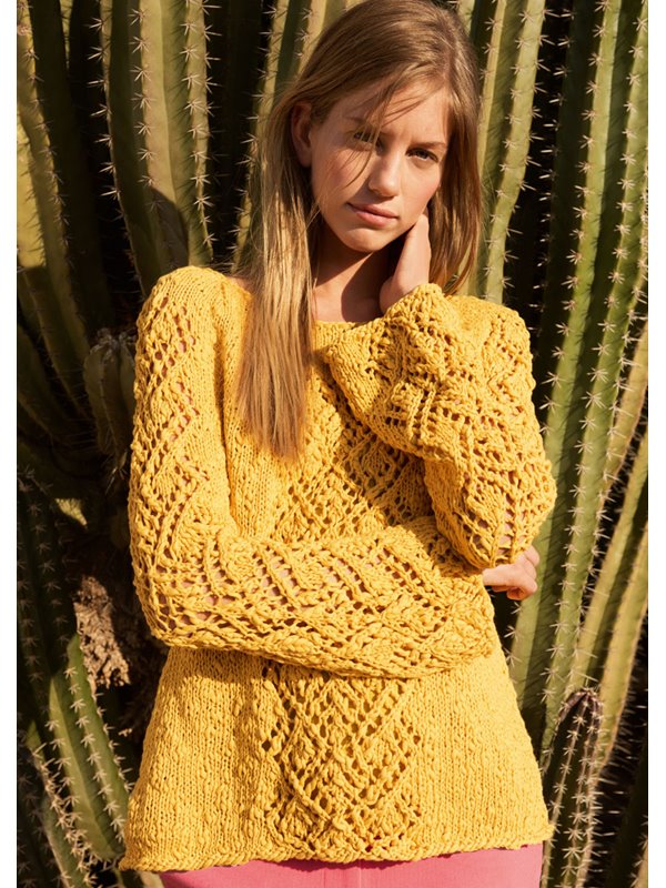 Lana Grossa RUNDPASSENPULLI MIT AJOURBORDÜREN Cotton Style