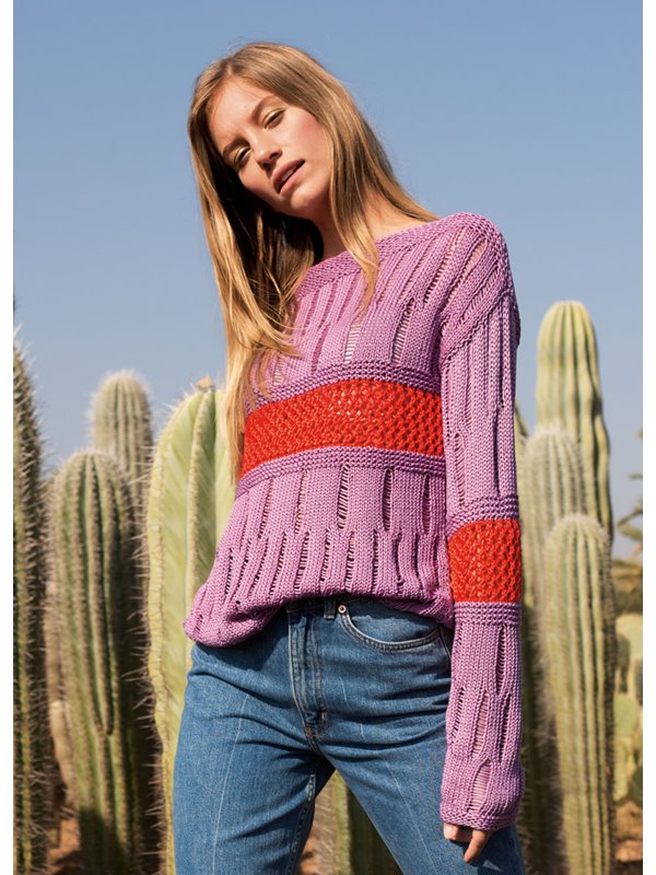 Lana Grossa PULLI MIT FALLMASCHEN- UND NETZMUSTER Seta