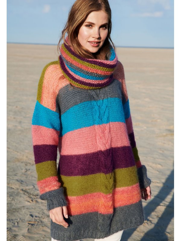 Lana Grossa PULLI KRAUS RECHTS MIT ZOPFMUSTER Silkhair/Silkhair Print