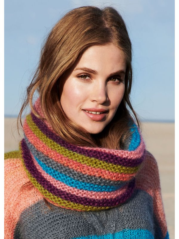 Lana Grossa LOOP KRAUS RECHTS MIT STREIFEN Silkhair/Silkhair Print