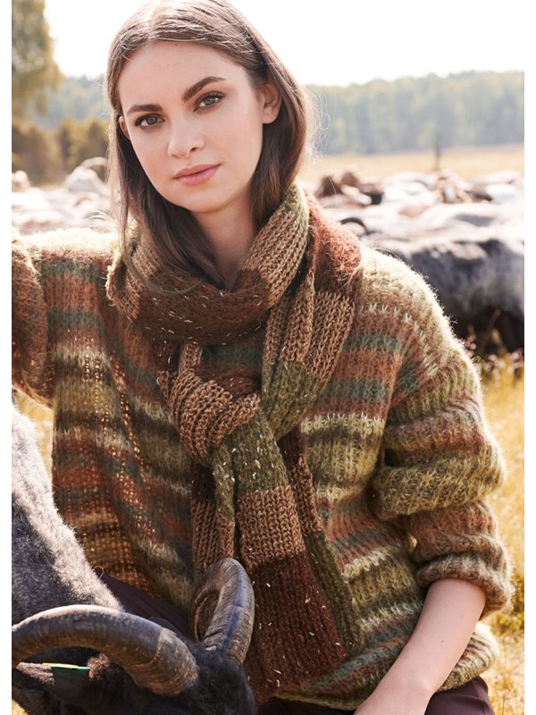 Lana Grossa SCHAL IM HALBPATENTMUSTER Cometa/Slow Wool Canapa