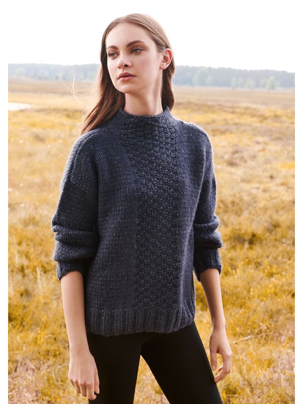 Lana Grossa PULLI MIT SCHACHBRETTMUSTEREINSATZ Insieme