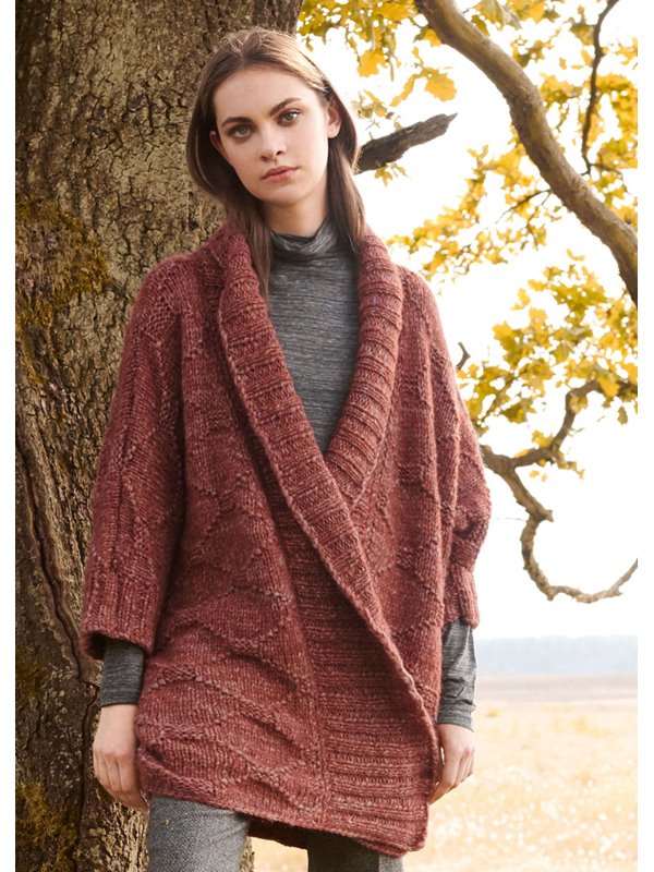 Lana Grossa KIMONOJACKE IM STRUKTURMUSTER MIT SCHALKRAGEN Lala Berlin Lovely Fine Tweed