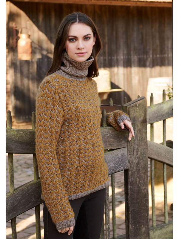 Lana Grossa PULLI IM ZOPFSTRUKTURMUSTER Smokey/Peloso