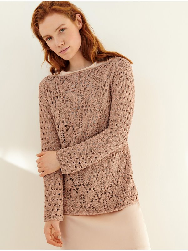 Lana Grossa PULLI MIT AJOUR- UND LOCHMUSTER Bottone