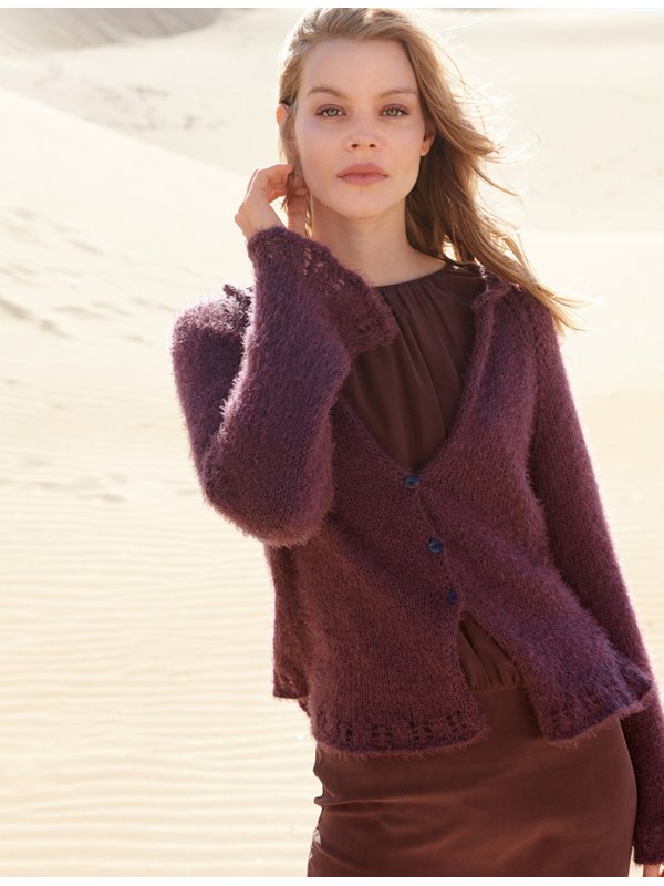 Lana Grossa RAGLANJACKE MIT RÜSCHEN UND LOCHMUSTERBORDÜREN Estivo II