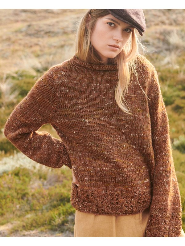 Lana Grossa PULLI MIT LOCHMUSTERBORDÜREN Only Tweed