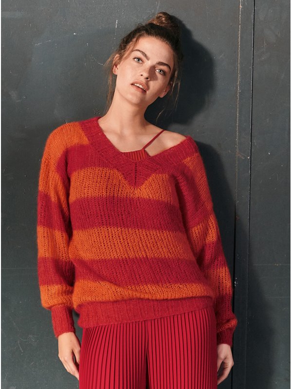 Lana Grossa V-PULLI IN BLOCKSTREIFEN Silkhair