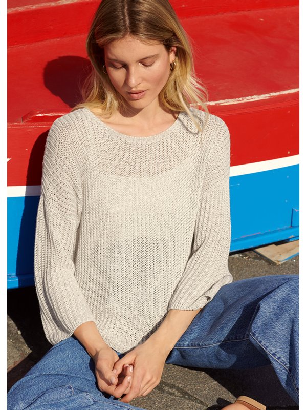 Lana Grossa PULLI IM HALBPATENTMUSTER Solo Lino