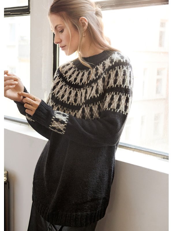 Lana Grossa PULLI MIT RUNDPASSE IM JACQUARDMUSTER Tre Seta