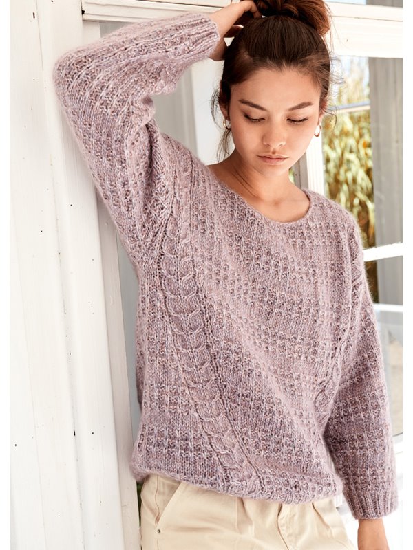Lana Grossa PULLI MIT ZOPF- UND HEBEMASCHENMUSTER Sara & Silkhair