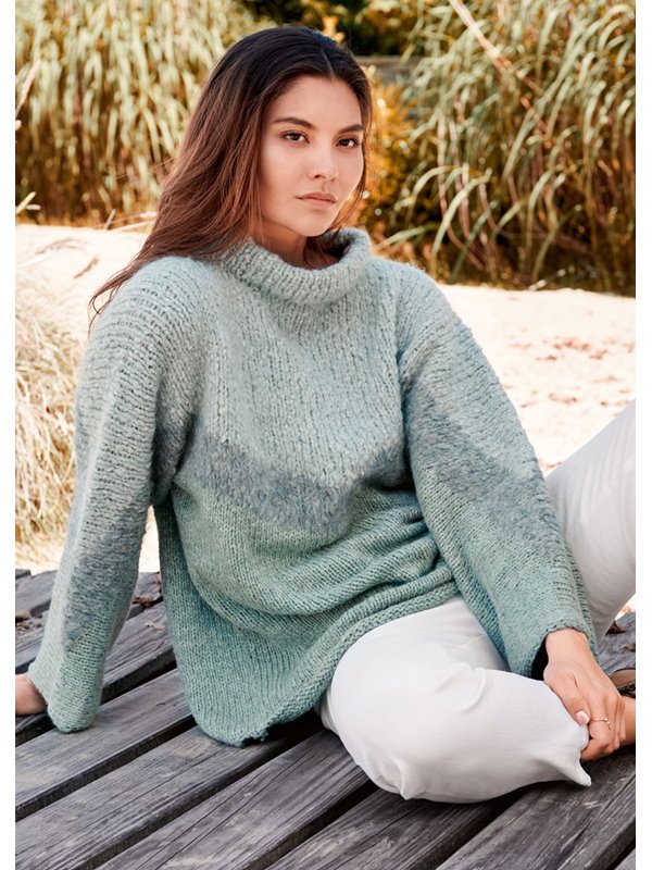 Lana Grossa T-PULLI MIT EINSTRICKMUSTER Benessere, Lala Berlin Furry & Lala Berlin Harmony