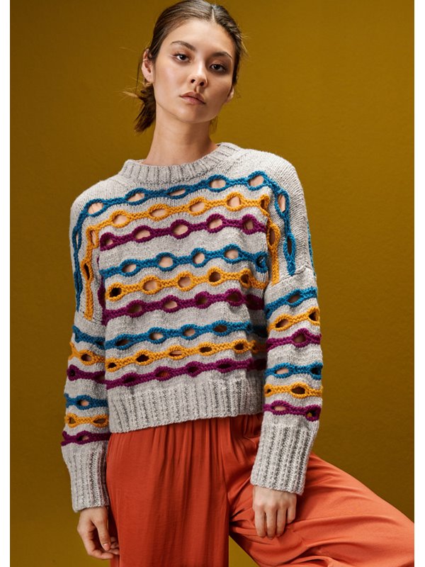 Lana Grossa PULLI MIT QUERRIPPEN-LOCHMUSTER Alta Moda Cashmere 16