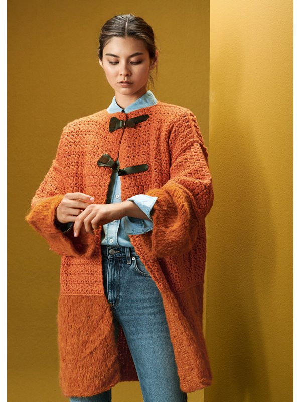 Lana Grossa STRICK-/HÄKELMANTEL MIT GLATT RECHTS UND STÄBCHENMUSTER Benessere, Ecopuno & Lala Berlin Furry