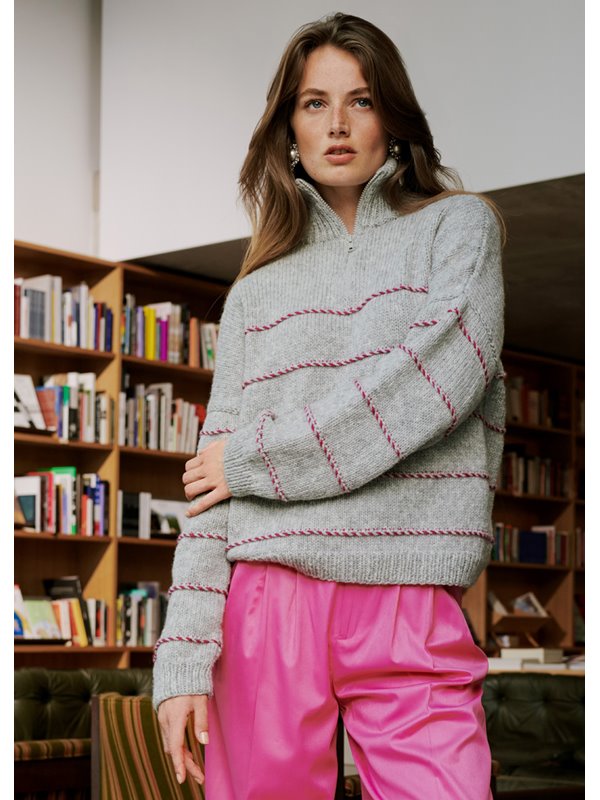 Lana Grossa TROYER MIT FARBIGEN QUERSTREIFEN Cool Merino & Brigitte No. 2