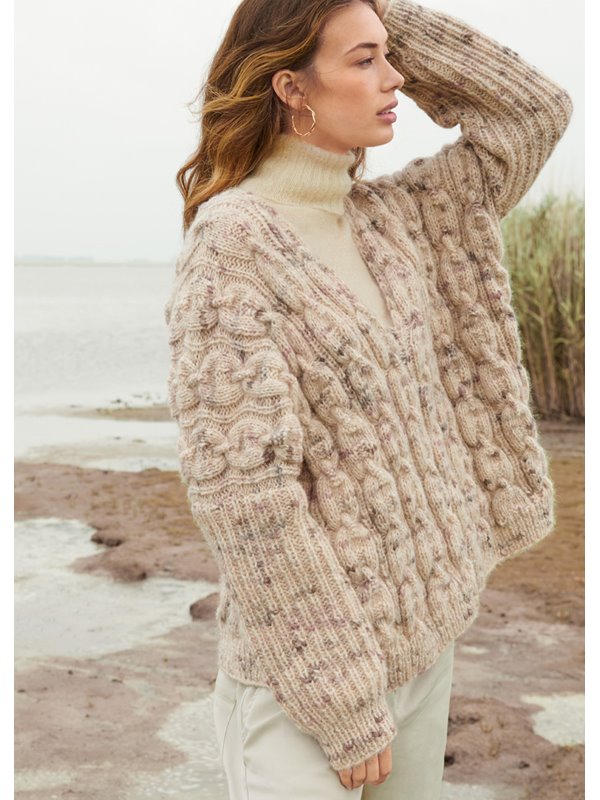 Lana Grossa PULLI MIT ZOPFMUSTER UND RIPPENÄRMELN Lala Berlin Lovely Cotton Inserto