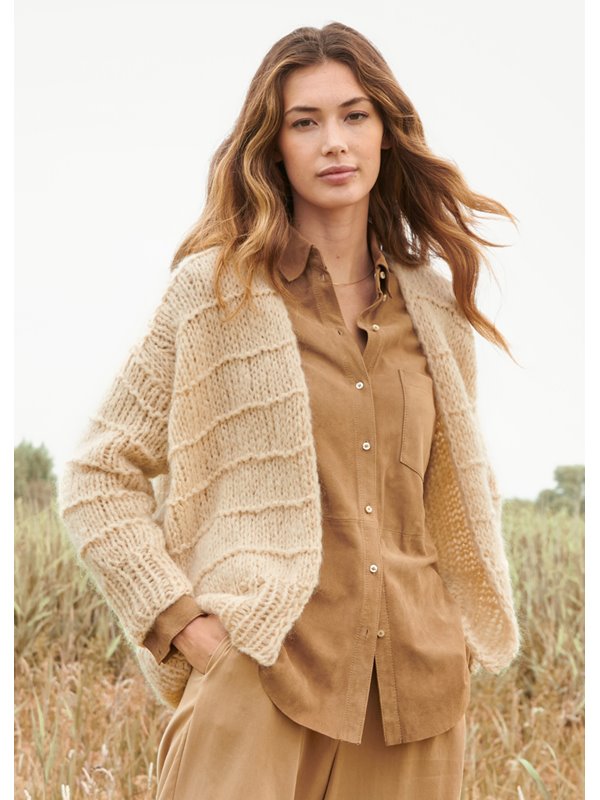 Lana Grossa CARDIGAN GLATT RECHTS MIT KRAUSRECHTS-STREIFEN Lala Berlin Brushy