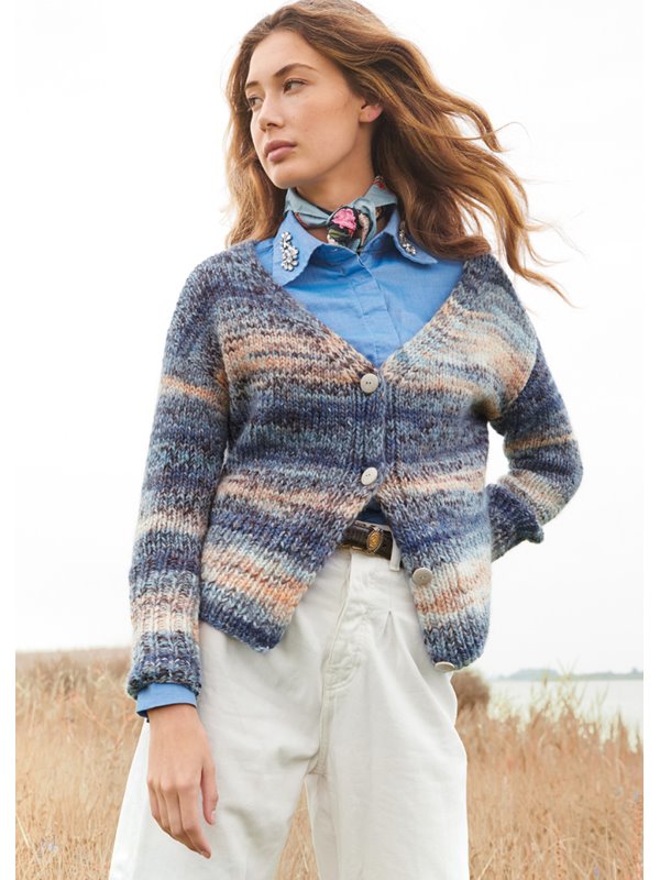 Lana Grossa CARDIGAN GLATT RECHTS MIT HOHEM RIPPENBUND Lala Berlin Stripy
