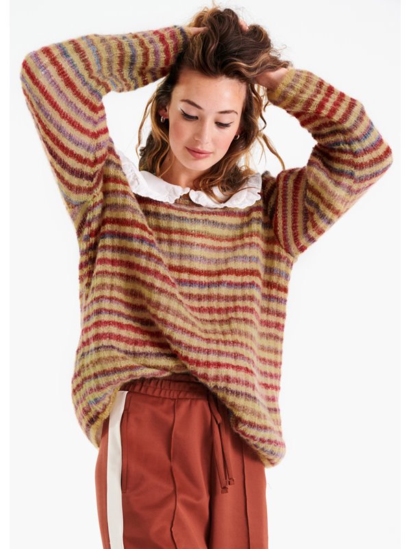 Lana Grossa PULLI IM FALSCHEN PATENTMUSTER IN RINGELN Twin 25g & Silkhair