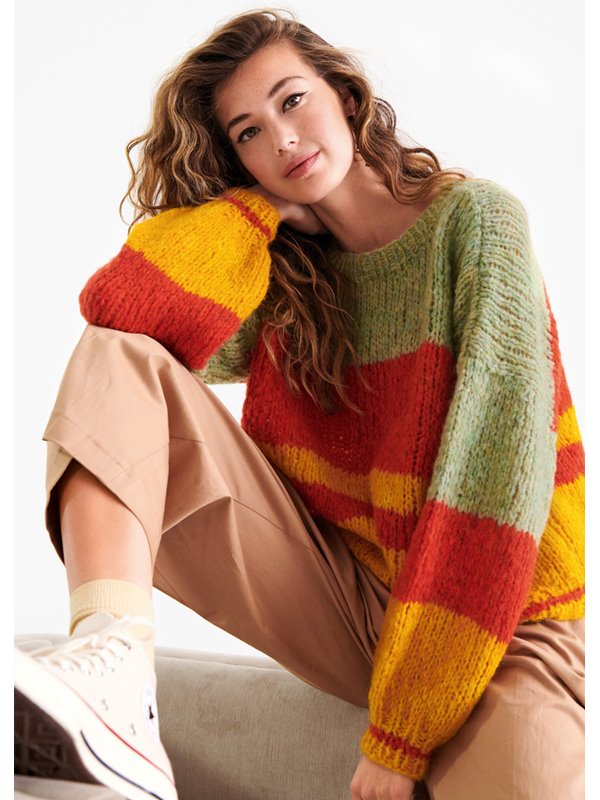 Lana Grossa PULLI GLATT RECHTS MIT BLOCKSTREIFEN Nuvoletta