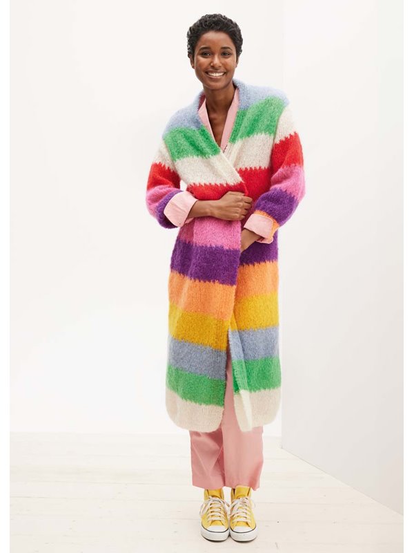 Lana Grossa MANTEL GLATT RECHTS IN BLOCKSTREIFEN Mohair Moda