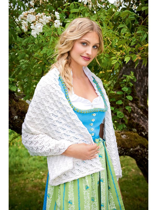 Lana Grossa WEISSE STOLA IM WELLEN-AJOURMUSTER COOL WOOL Melange (GOTS)