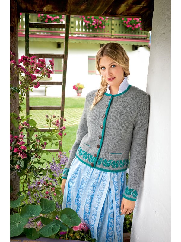 Lana Grossa DAMENJACKE MIT BLATTBORDÜREN Alpina