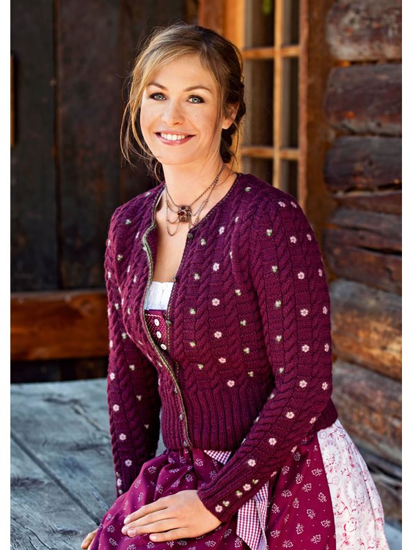 Lana Grossa DAMENJACKE MIT ZOPFMUSTER UND BLÜTENSTICKEREI  Alpina/Silkhair