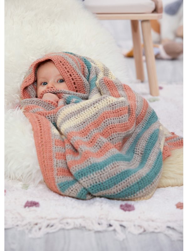 Lana Grossa GESTREIFTE HÄKELDECKE Ecopuno