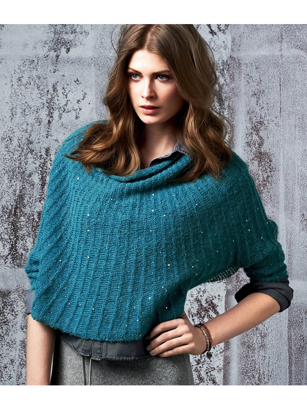 Lana Grossa PONCHO-PULLI QUERGESTRICKT Lace Paillettes