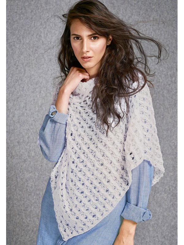 Lana Grossa PONCHO MIT FALLMASCHENZOPFMUSTER Alpaca 400