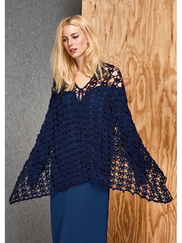 Lana Grossa HÄKELPONCHO IN NACHTBLAU Alpaca 400