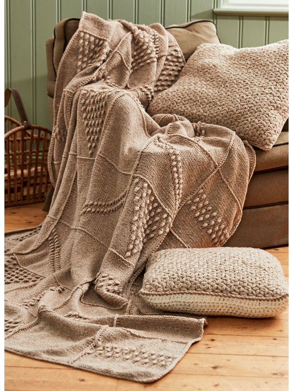 Lana Grossa DECKE AUS QUADRATEN MIT NOPPENMUSTER Landlust Merino 120