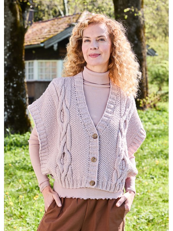 Lana Grossa WESTE MIT ZOPFMUSTER Landlust Soft Tweed 90
