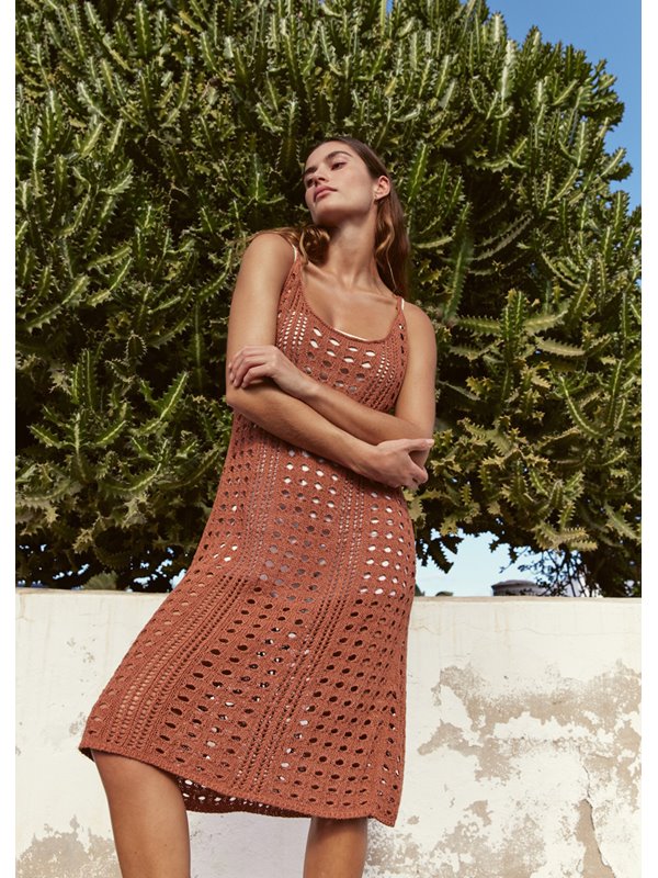 Lana Grossa KLEID IM LOCHMUSTER Solo Lino