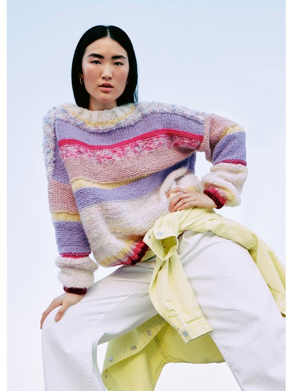 Lana Grossa PULLOVER Lovely Cotton, Furry, Brushy Print/Uni & Hazy