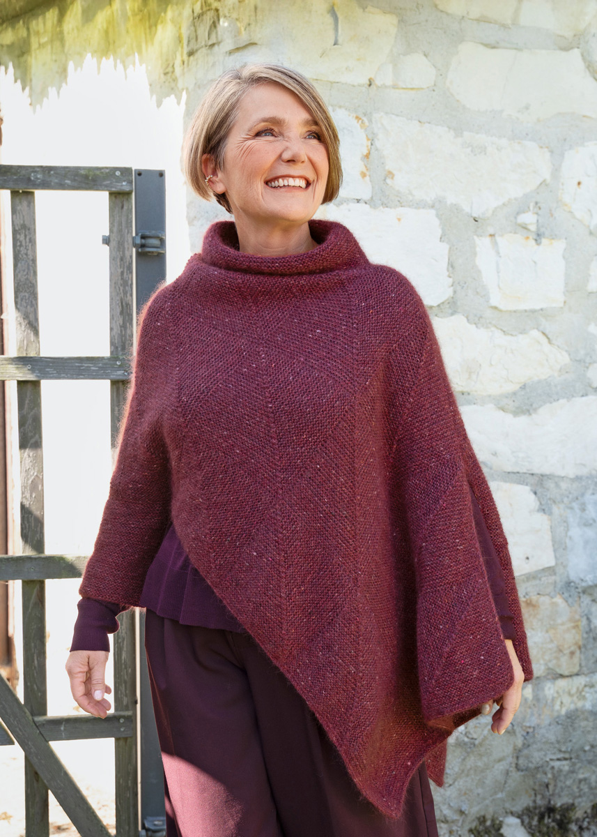 CARA PONCHO Cool Wool Lace & Natural Superkid Tweed von Lana Grossa