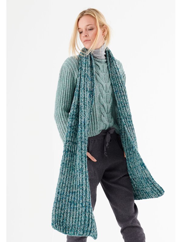 Lana Grossa SCHAL IM PATENTMUSTER Smokey/Only Tweed