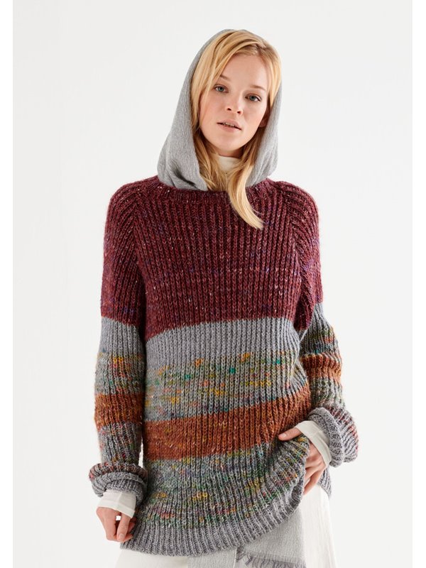 Lana Grossa RAGLANPULLI IM HALBPATENTMUSTER Only Tweed/Smokey