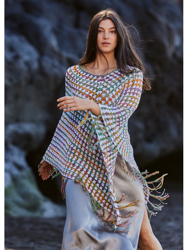 Lana Grossa HÄKELPONCHO Gomitolo Selezione 3 & Alta Moda Cotolana