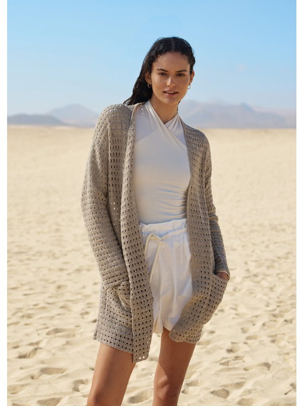 Lana Grossa CARDIGAN IM STÄBCHENLOCHMUSTER Linissimo