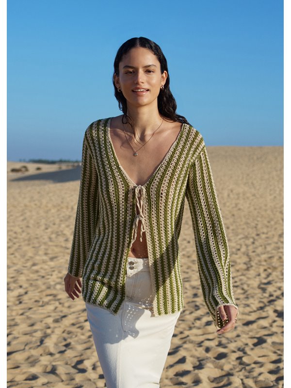 Lana Grossa JACKE IM LOCHMUSTER QUER GEHÄKELT Solo Lino