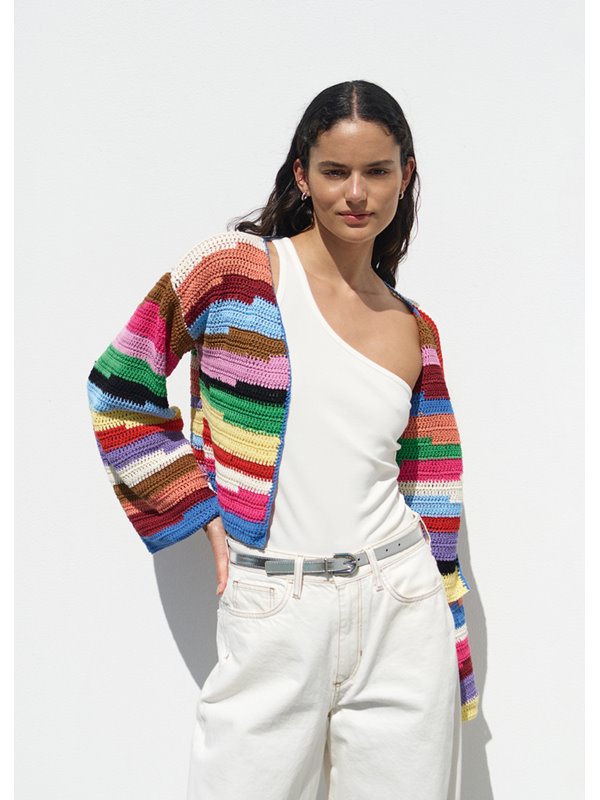 Lana Grossa CARDIGAN IN STÄBCHEN Cotone & Elastico