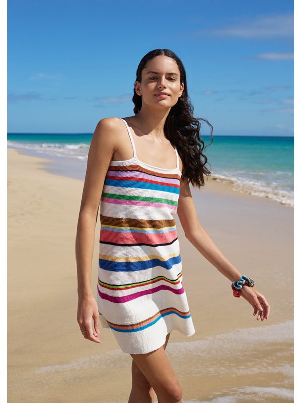 Lana Grossa KLEID IN FESTEN MASCHEN MIT STREIFEN Cotone & Elastico