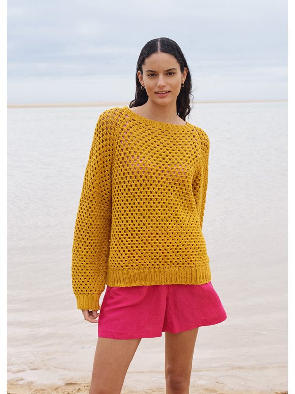 Lana Grossa RAGLANPULLOVER IM STÄBCHENLOCHMUSTER Landlust Baumwolle
