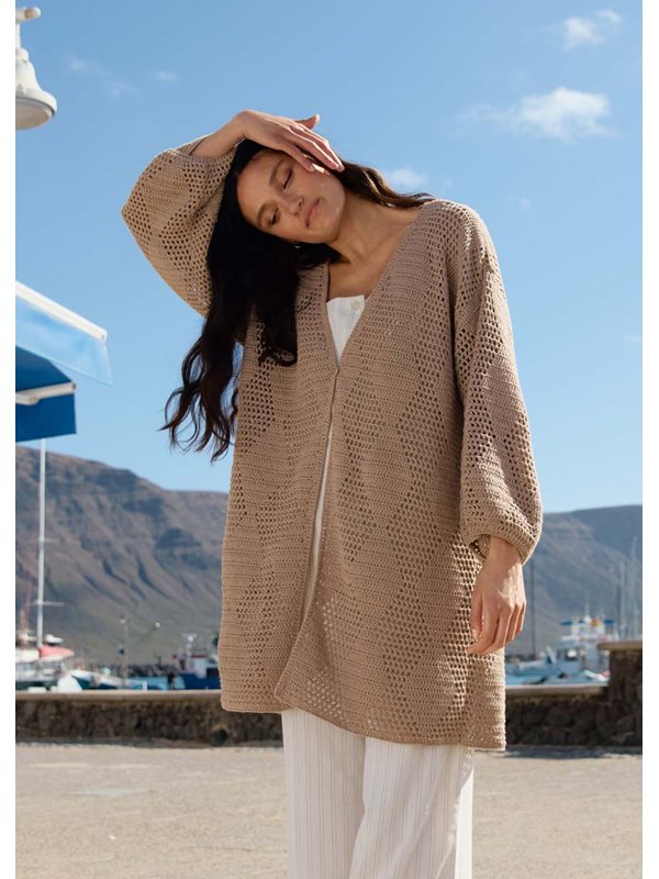 Lana Grossa LONGCARDIGAN IM GITTER–RAUTENMUSTER Alta Moda Cotolana