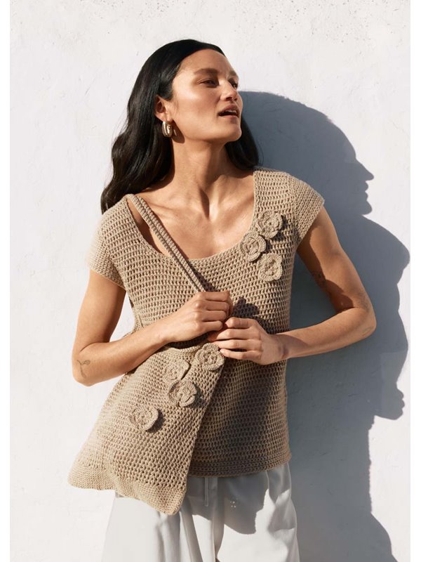 Lana Grossa TOP IN VERSETZTEN STÄBCHEN Alta Moda Cotolana