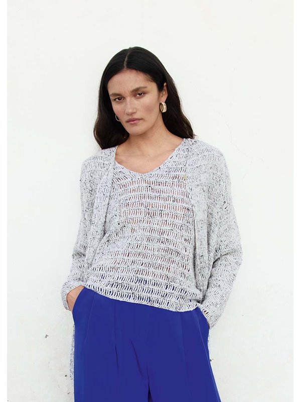 Lana Grossa CARDIGAN IN FESTEN MASCHEN UND DREIFACHEN STÄBCHEN Maglia