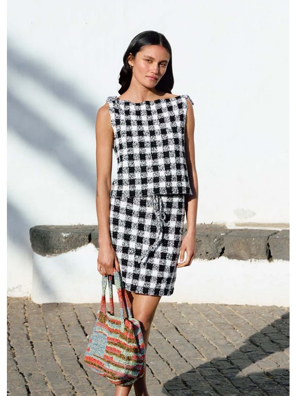 Lana Grossa TOP IM STÄBCHEN-KAROMUSTER Solo Lino & Ecopuno