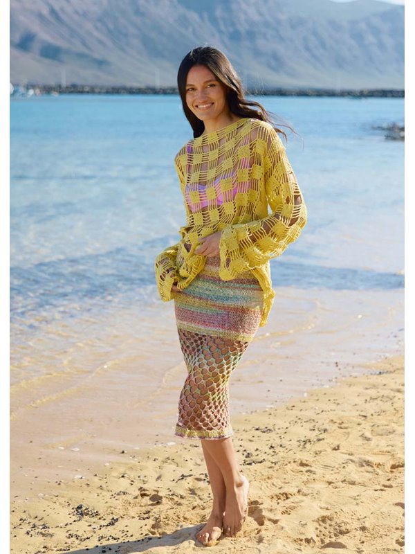 Lana Grossa ROCK MIT STÄBCHEN UND NETZMUSTER Mosaico